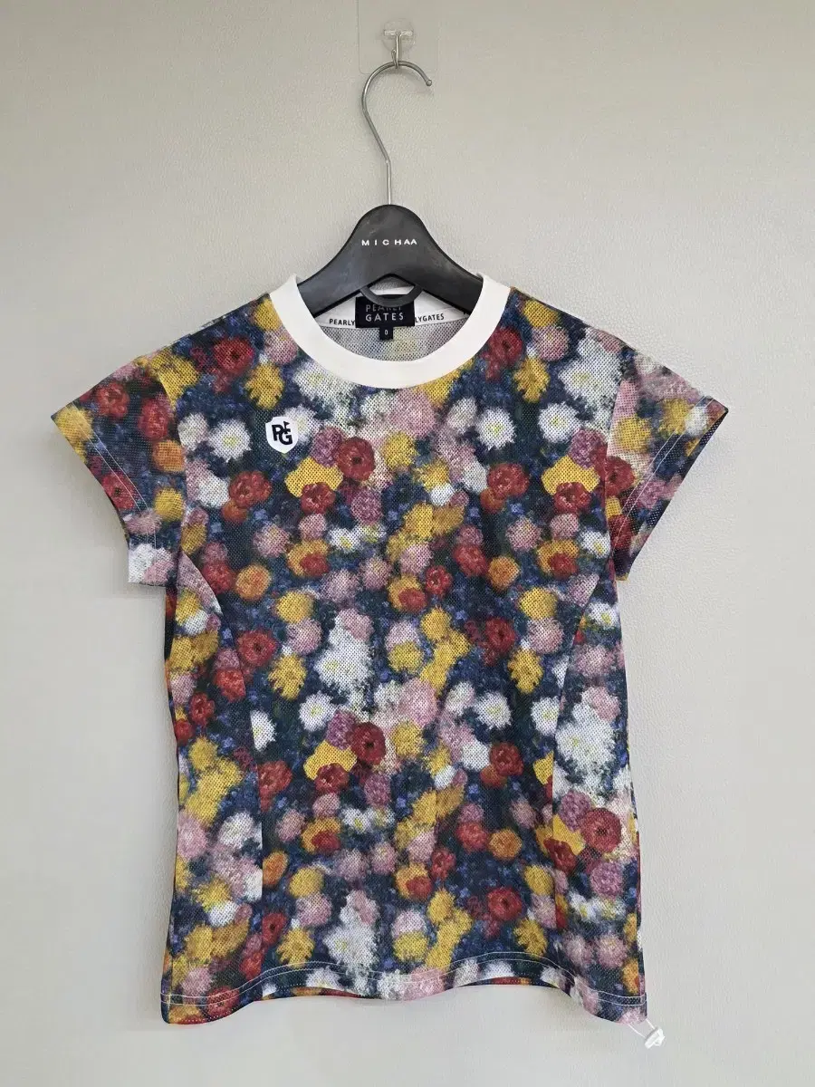 [Pearly Gates] Women's Wool Over Flower Graphic Golf Round Neck