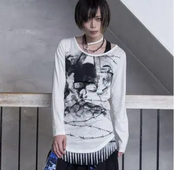 'CIVARIZE' 스컬 프린트 롱 T & 올 패턴 탱크탑 2P 세트