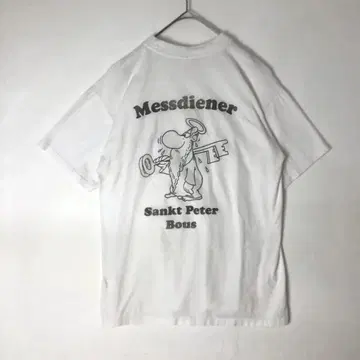 2923 Messdiener 천사 캐릭터 빅 프린트 반팔 티셔츠 화이트