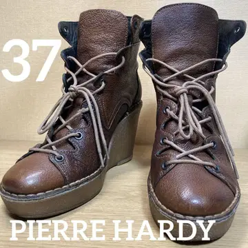 Pierre Hardy 레이스업 부츠 레이스업 천연 가죽 웨지솔