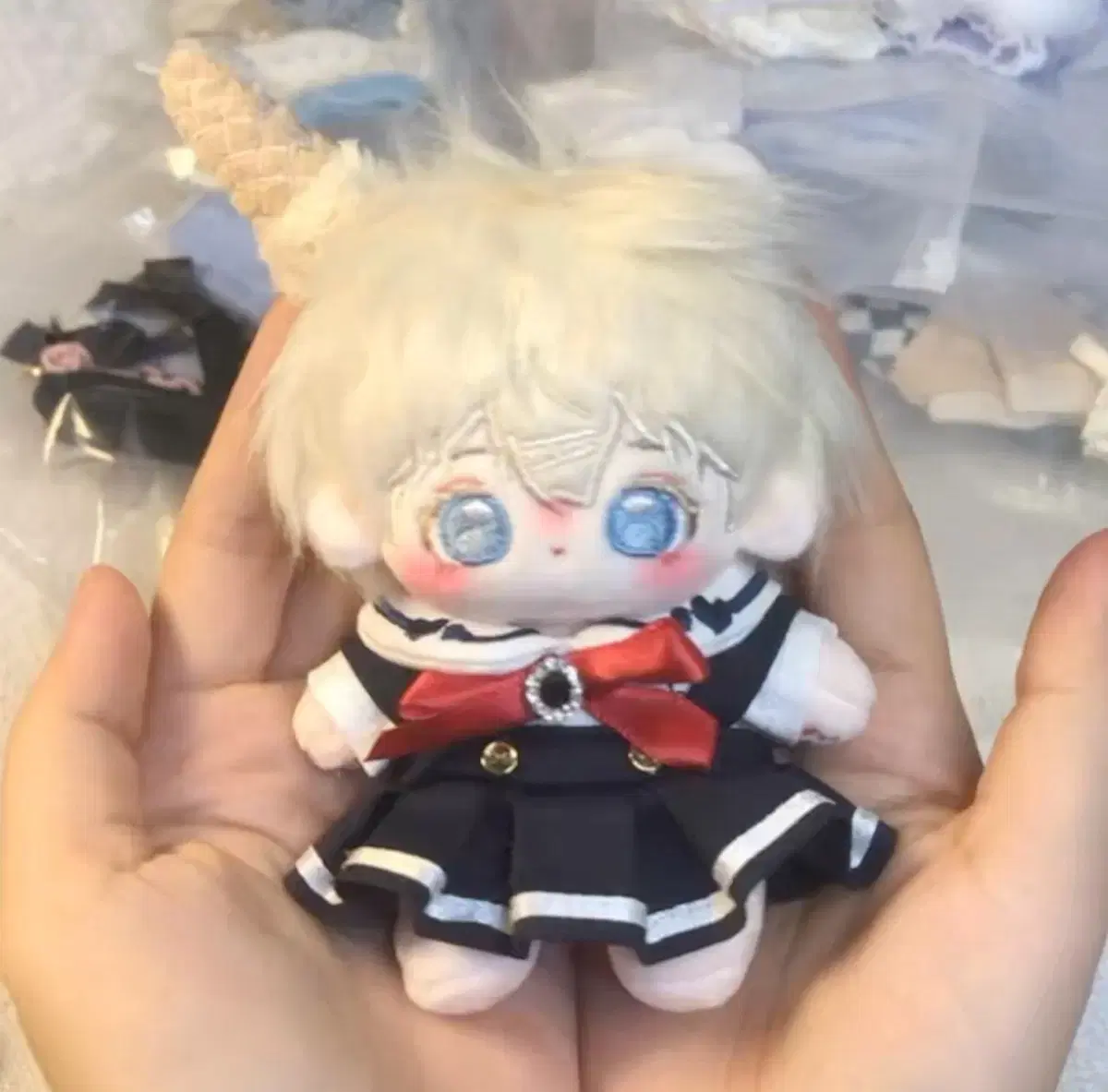 [당일배송] 10cm 인형옷 교복 치마 학생 리본 아이돌 의상 무속성