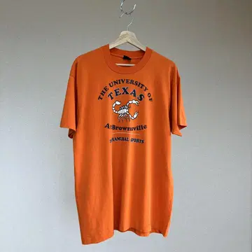90s USA제 오렌지 프린트 티셔츠 전갈 칼리지 빈티지