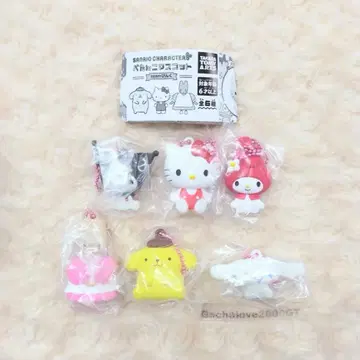 산리오 캐릭터즈 플랫 마스코트 팀 핑크 전 6종 가챠