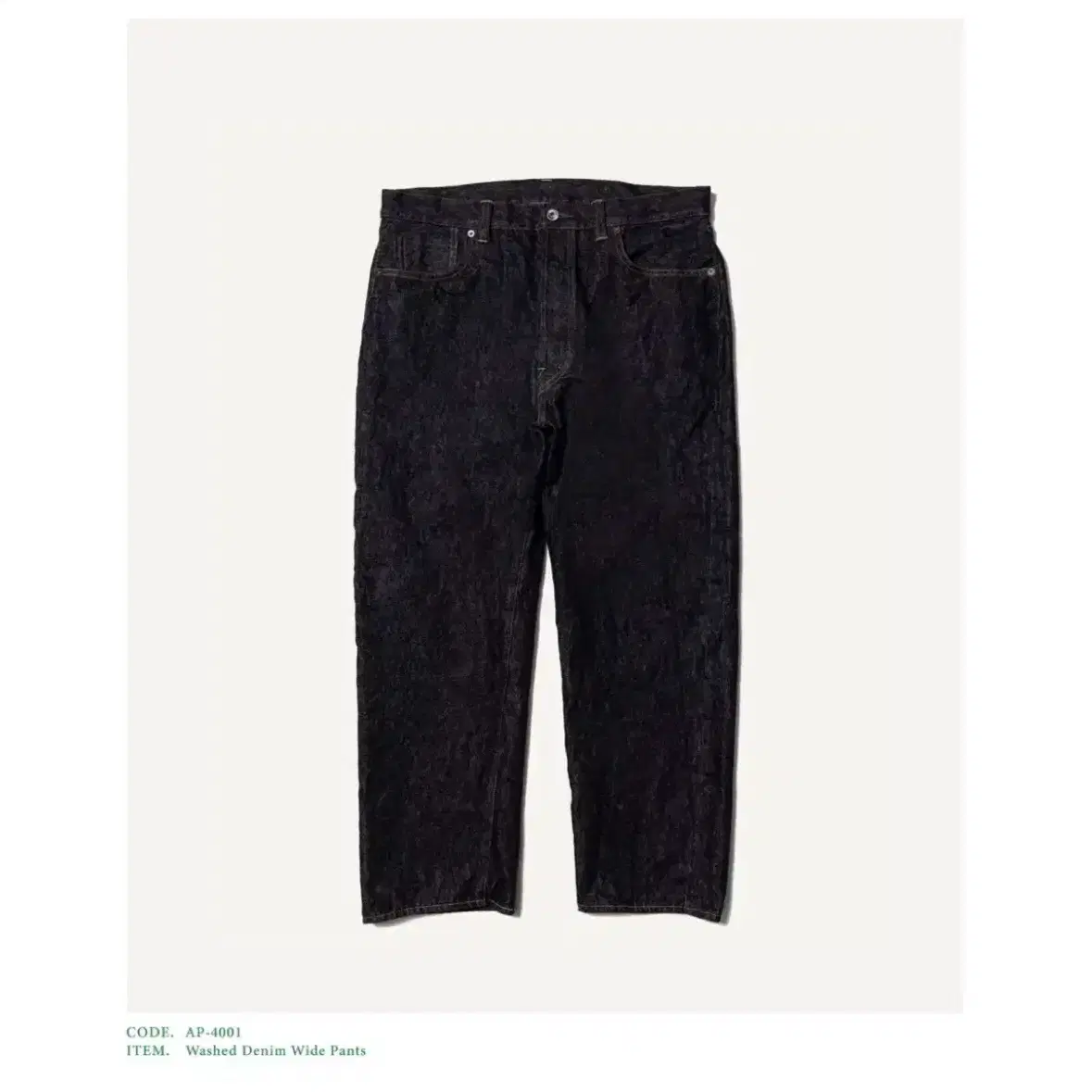 美品ANCELLM 25SS AGING WIDE 5P DENIM BLACK AGING WIDE 5P DENIM PANTS(BLACK) – ANCELLM