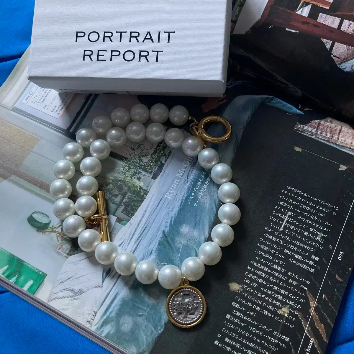 포트레이트 리포트 캔디 펄 오버사이즈 진주 빅 코인 목걸이