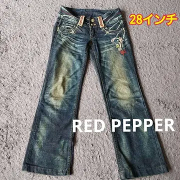 REDPEPPER 빈티지 데님 28인치 로우라이즈 부츠 컷 자수