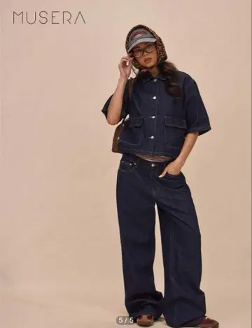 SHEIN 데님 셋업 가능 와이드 스트레이트 데님 팬츠