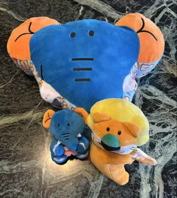 긴비스 타베코 동물 봉제 인형 쿠션 사자 코끼리 3세트