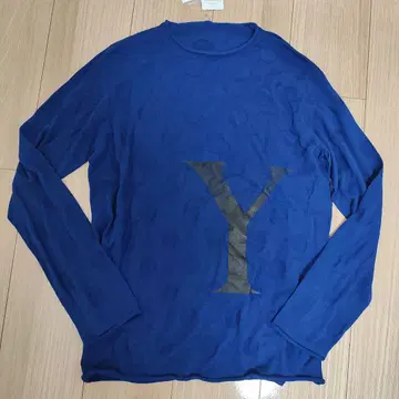 와이즈 파란색 Y자 로고 긴팔 니트