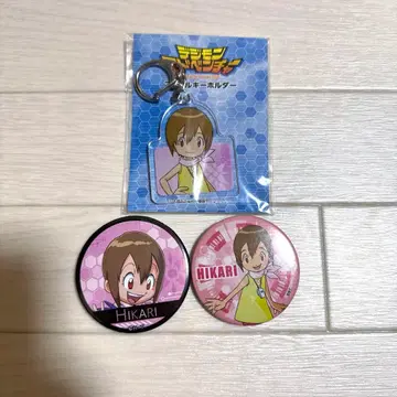 디지몬 야가미 이슬이(히카리) 아크릴 키링 캔뱃지 3종 세트