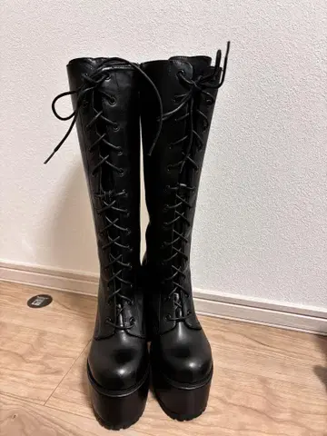 레이스업 롱 부츠 L 사이즈 통굽 13cm 클라세