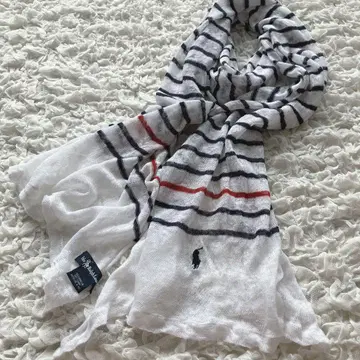 랄프 로렌 린넨 보더 스톨 머플러 호스 로고 숄