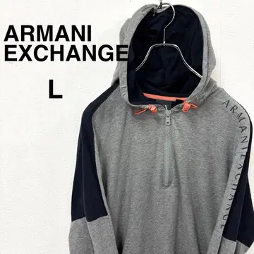 ARMANI EXCHANGE 하프 지퍼 집업 후드티 L 그레이
