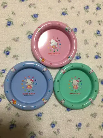 레어 헤이세이 레트로 키티 캔 플레이트 소품함 3개 세트