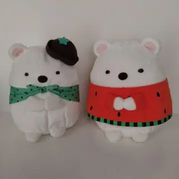 스미코구라시 초코 민트 수박 티셔츠 봉제 인형 시로쿠마 2개 세트