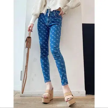 GYDA H/W LASER GG PATTERN 스키니 데님 팬츠