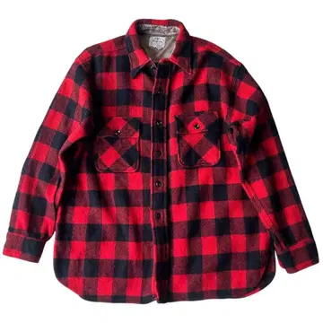 50년대 PILGRIM 필그림/블록 체크/빈티지 플란넬 셔츠 빨간색/XL