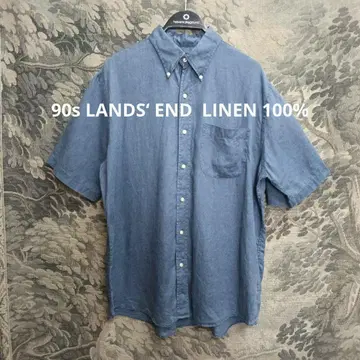 LANDS'END 90s 린넨 100% 랜즈엔드 반팔 셔츠