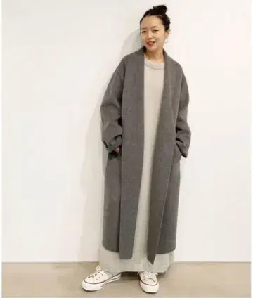 Plage 160S 숄카라 벨트 코트 그레이 해밀턴 롱