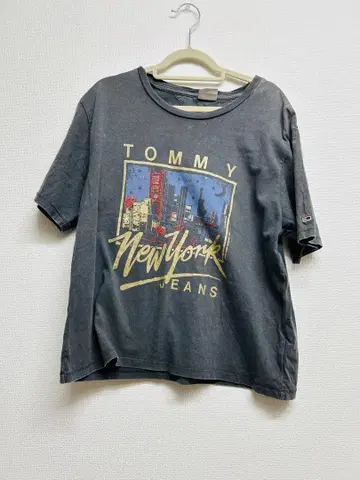 여성용 TOMMY JEANS 타미힐피거 청바지 티셔츠 반팔 S