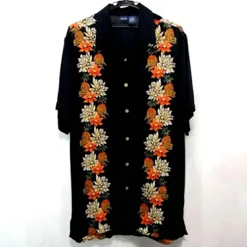 체로키 CHEROKEE 알로하 셔츠 플라워 무늬 블랙 반팔