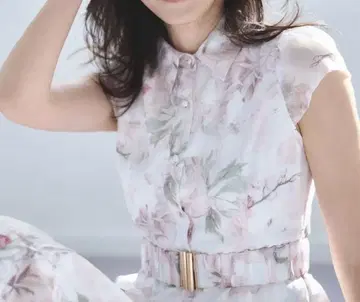 tocco closet 벨트 수채화 시어 플라워 프린트 셔츠 원피스