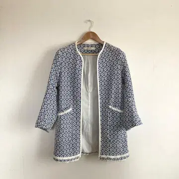 ZARA 프린지 가공 파이핑 자카드 하프 코트 M 사이즈