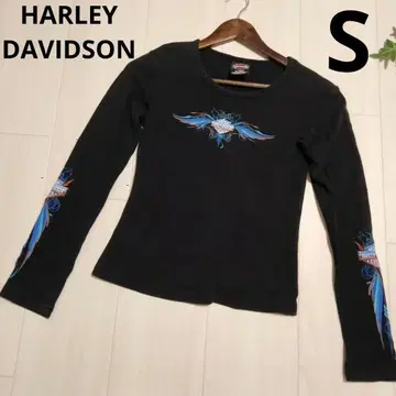 레어 00s HARLEY-DAVIDSON 긴팔 롱 T 셔츠 소매 로고 S