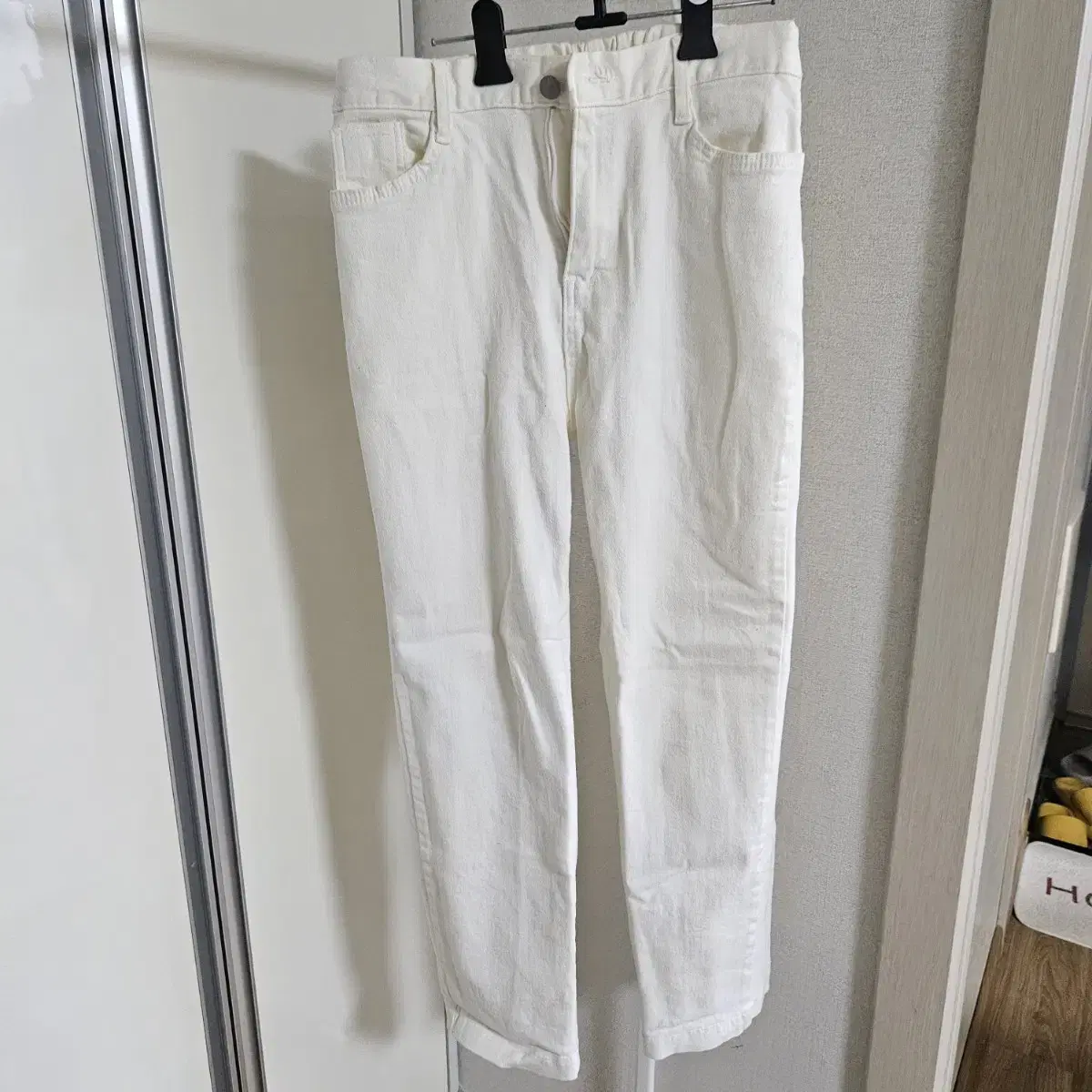 Women's) White Denim Banding Pants (S)
