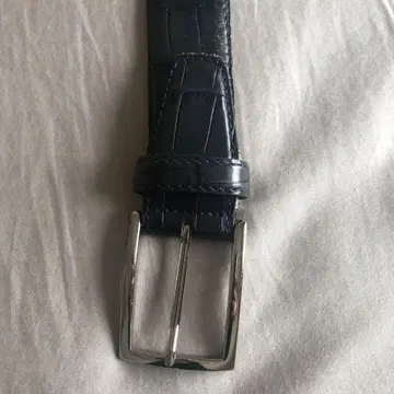 다크 블루 크로커다일풍 가죽 벨트 약 110cm