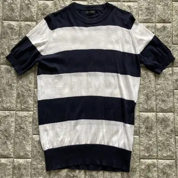 JOHN SMEDLEY 보더 반팔 풀오버 코튼 니트
