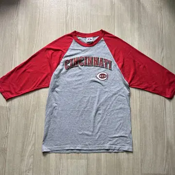 00s 마제스틱 MLB 레즈 7부 소매 티셔츠 레드 그레이