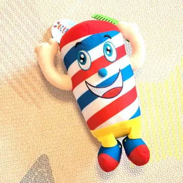 리요의 캐릭터 바버 군 컬러풀한 스트라이프 패턴 봉제 인형