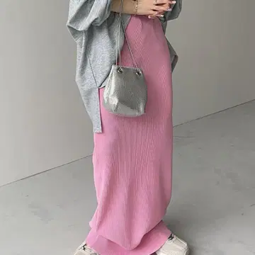 wee9s 롱 스커트 핑크