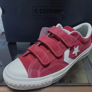 컨버스 스케이트보드 신발 천연 가죽 차분한 레드 27.0cm 벨크로