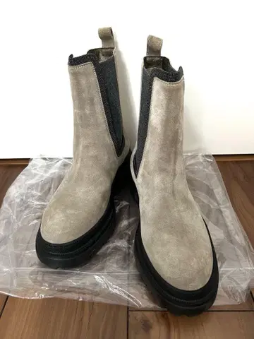 BRUNELLO CUCINELLI 모니레 장식 스웨이드 첼시 부츠