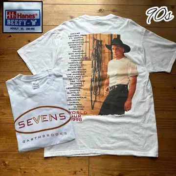 레어 90s hanes 거스 브룩스 1998 투어 양면 프린트 티셔츠
