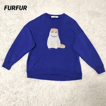 FURFUR 퍼퍼 마쉬멜로우 프린트 맨투맨 블루 캣