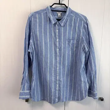 엘엘빈 린넨 셔츠 L.L.Bean XL 블루 스트라이프