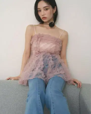 snidel 튤 자수 베어 페플럼 TOPS