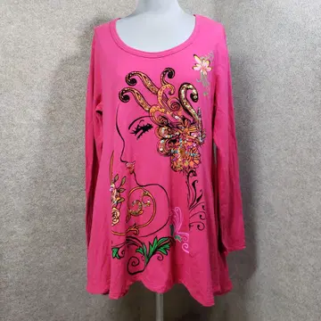 쿠스토 바르셀로나 긴팔 튜닉 티셔츠 핑크 u6631a