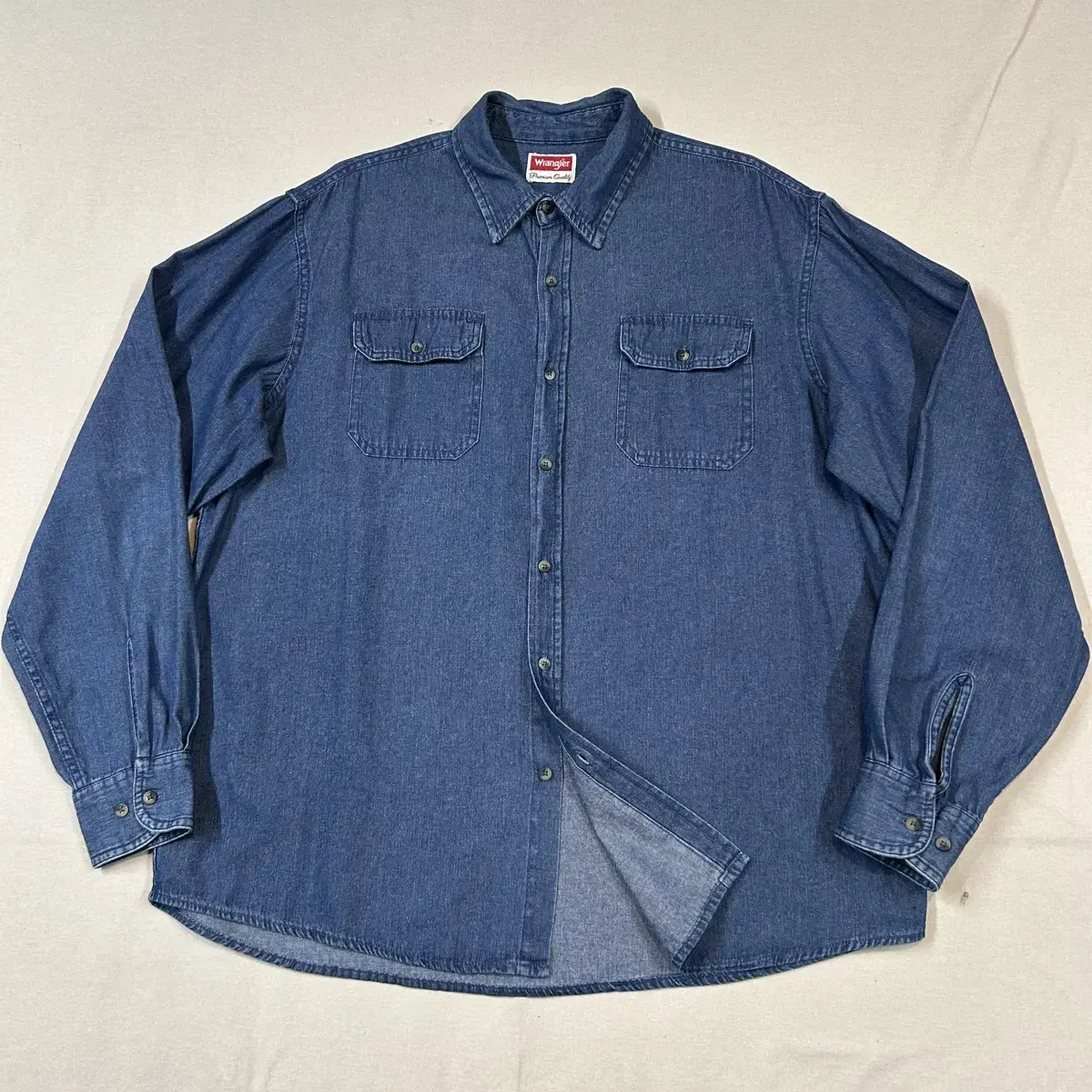 XL) Wrangler 랭글러 투포켓 워크웨어 코튼 셔츠 인디고 블루