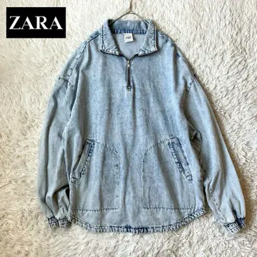 ZARA 자라 데님 하프 지퍼 자켓 상의 풀오버 XL