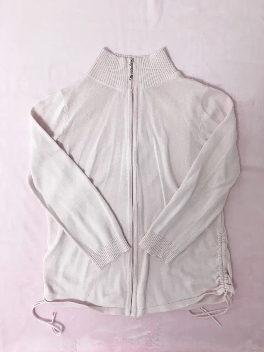 Light pink gyaru shirring knit zip-up himegyaru onegyaru liz lisa tralala ingni