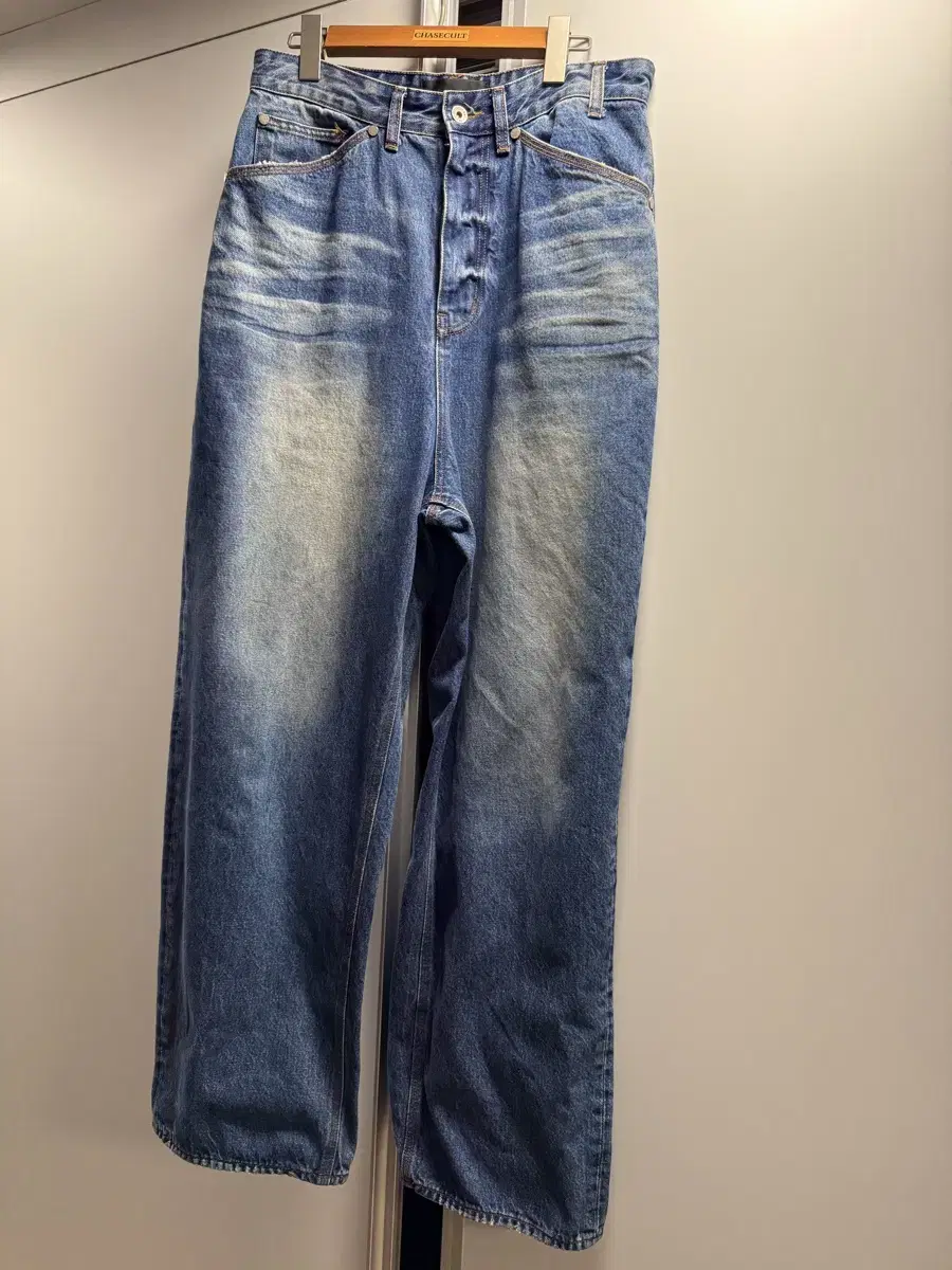 Stu Wide Embossed Denim, Medium Blue