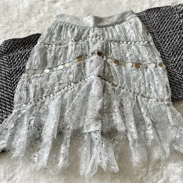ZIMMERMANN 짐머만 얇은 명주 그물 레이스 스커트 거울 장식