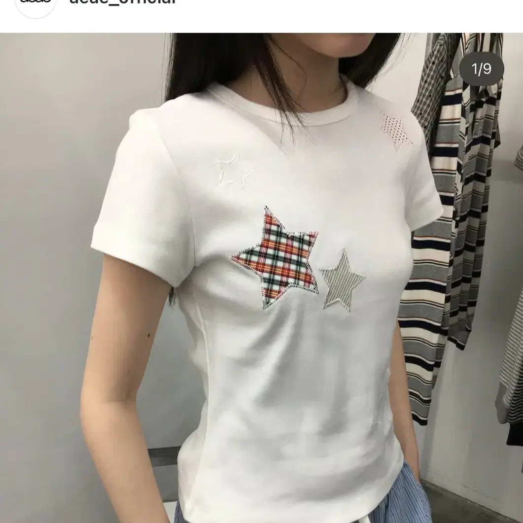 Aeae Check Star Short Sleeve Tee Gray on Bunjang Global Site.