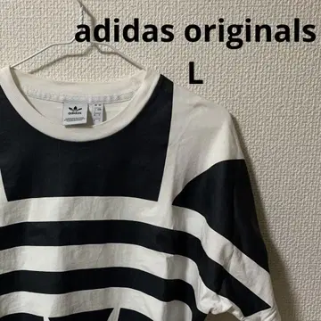 아디다스 스트라이프 크롭 티셔츠 면 100% L