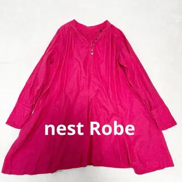 nest Robe 린넨 긴팔 튜닉 마젠타 핑크 2way