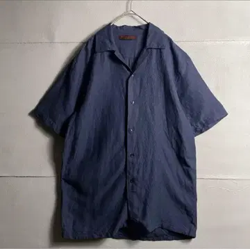 USA 90s 미국 린넨 셔츠 오픈 카라 오픈 칼라 빈티지 네이비 컬러